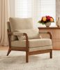 Modern Teddy Fabric Accent Chair,Oak Wood Frame Armchair for Living Room