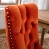 Nikki Collection Modern, High-end Tufted Solid Wood Contemporary Velvet Upholstered Dining Chair with Wood Legs Nailhead Trim 2-Pcs Set, Orange, SW200