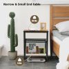 Narrow End Table with Magazine Holder Sling for Small Space