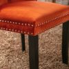 Nikki Collection Modern, High-end Tufted Solid Wood Contemporary Velvet Upholstered Dining Chair with Wood Legs Nailhead Trim 2-Pcs Set, Orange, SW200
