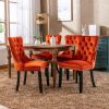 Nikki Collection Modern, High-end Tufted Solid Wood Contemporary Velvet Upholstered Dining Chair with Wood Legs Nailhead Trim 2-Pcs Set, Orange, SW200