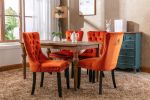 Nikki Collection Modern, High-end Tufted Solid Wood Contemporary Velvet Upholstered Dining Chair with Wood Legs Nailhead Trim 2-Pcs Set, Orange, SW200