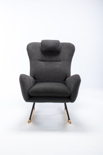 35.5 inch Rocking Chair, Soft Teddy Velvet Fabric Rocking Chair for Nursery, Comfy Wingback Glider Rocker with Safe Solid Wood Base for Living Room Be 35.5 inch Rocking Chair, Soft Teddy Velvet Fabric Rocking Chair for Nursery, Comfy Wingback Glider Rocker with Safe Solid Wood Base for Living Room Be