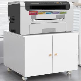Office furniture Copier Cabinet white 2 door steel copier stand mobile pedestal file Printer Stand (Color: as Pic)