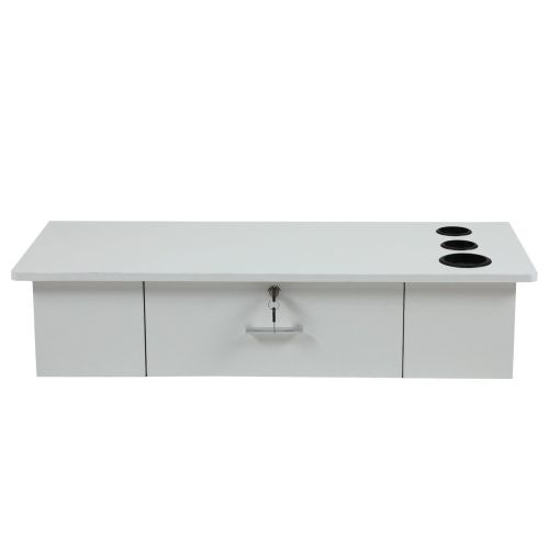 Classic Wall-Mounted Styling Station with Drawer and Tool Holes, Vanity Table, Dressing Table, Equipment for Barber Beauty Spa Salon Shops, Black XH Classic Wall-Mounted Styling Station with Drawer and Tool Holes, Vanity Table, Dressing Table, Equipment for Barber Beauty Spa Salon Shops, Black XH