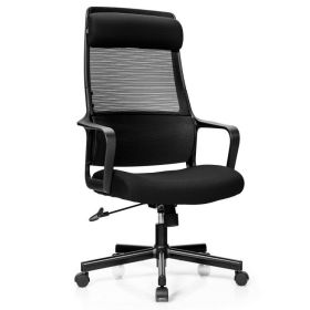High Back Mesh Office Chair with Heating Headrest (Color: Black)