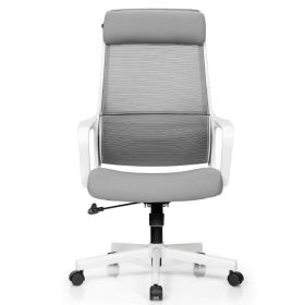 High Back Mesh Office Chair with Heating Headrest (Color: Gray)