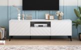 Modern TV Stand for 70 inch TV, Entertainment Center with Adjustable Shelves, 1 Drawer and Open Shelf, TV Console Table, Media Console, Metal Feet, fo