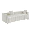 82*30" Modern Teddy Velvet Sofa,2-3 Seat Mid Century Indoor Couch, Exquisite Upholstered Loveseat with Striped Decoration for Living Room,Bedroom,Apar