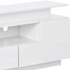 ON-TREND Stylish Functional TV stand, 5 Pieces Floating TV Stand Set, High Gloss Wall Mounted Entertainment Center with 16-color LED Light Strips for